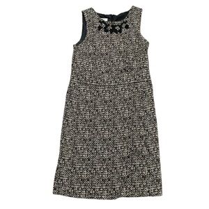 Evan-Picone Sz 14 sleeveless black & cream geometric patterned dress back zip